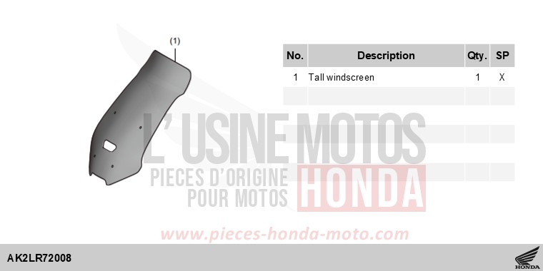KIT,TALL SCREEN de ADV 350 HYPER RED (R348) 2025